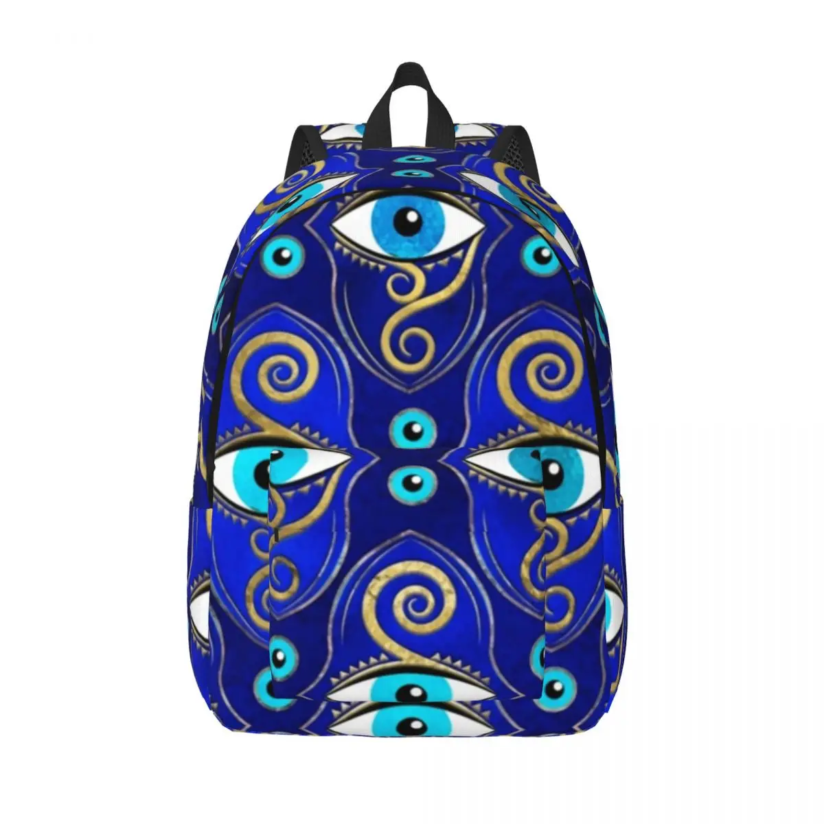 

Evil Eye Charm Pattern Canvas Backpacks Greek Eyes Mati Amulet Unique Bag Commuter Backpack Lightweight Bags