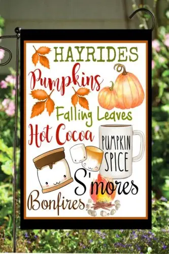 Флаг Hayrides and Pumpkins Fall Garden ~ двухстороннее качество