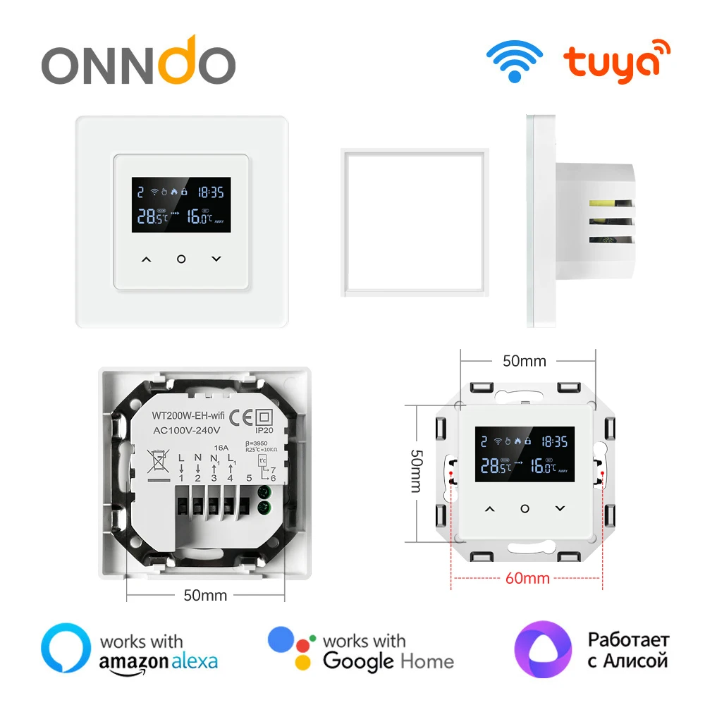 

ONNDO WiFi Smart Thermostat Tuya Electric Heating Water Gas Boiler Temperature Controller Work with Alexa,Google Home,Alice