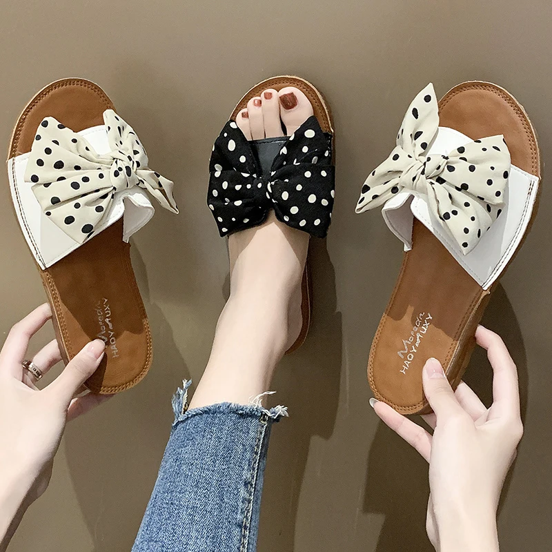 

Shoes Ladies' Slippers Med Slipers Women Shale Female Beach Butterfly-Knot 2022 Rubber Sabot Flat Basic Butterfly-knot Slides