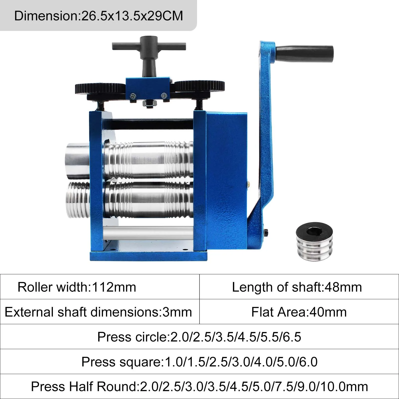 

Прокатная мельница для ювелирных изделий, передаточное число 1: 0,1 проволочная роликовая мельница толщиной-7 мм, ручная комбинированная прокатная мельница