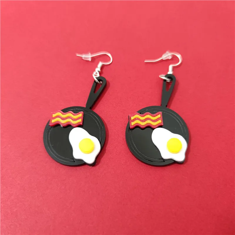 KUGUYS акриловые трендовые ювелирные изделия Пан стейк жареное яйцо Висячие серьги