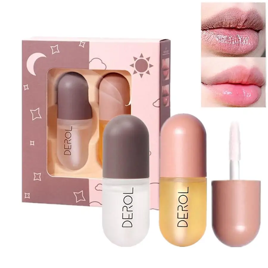 

Day Night Instant Volume Lips Plumper Oil Moisturizing Repairing Reduce Lip Fine Line Serum Cosmetic Sexy Lip Gloss Makeup