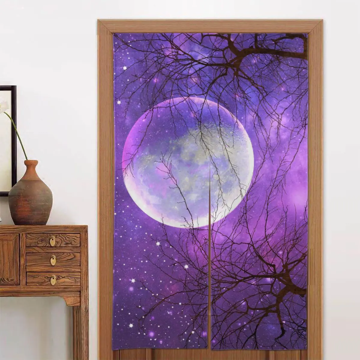

Universe Galaxy Japanese Door Curtain Starry Sky Separate Tapestry Cotton Linen Hanging Half Curtain for Doorway Toilet Ornament