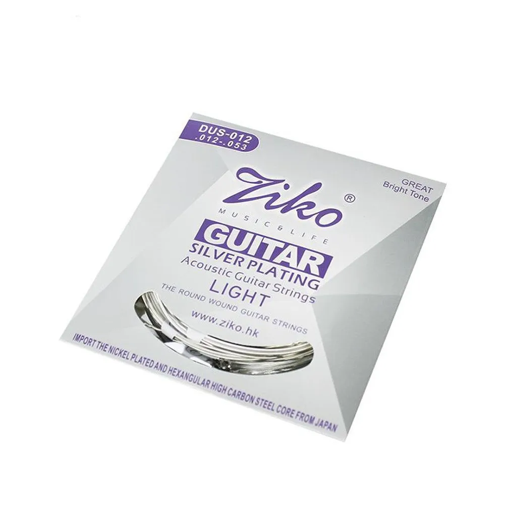 Ziko Струны для акустической гитары Carbon Core DUS-010 011 012 Guitar Silver Steel горячая распродажа |