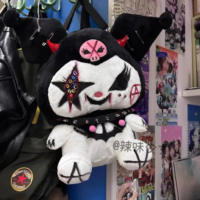 

Плюшевый Рюкзак Y2K Kuromi оригинальный Kawaii Sanrio ручная работа Диабло розыгрыш Kuromi Melody Punk рюкзак аксессуары