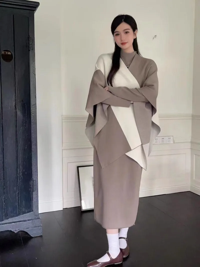 Женский трикотажный Костюм-двойка элегантный костюм во французском стиле