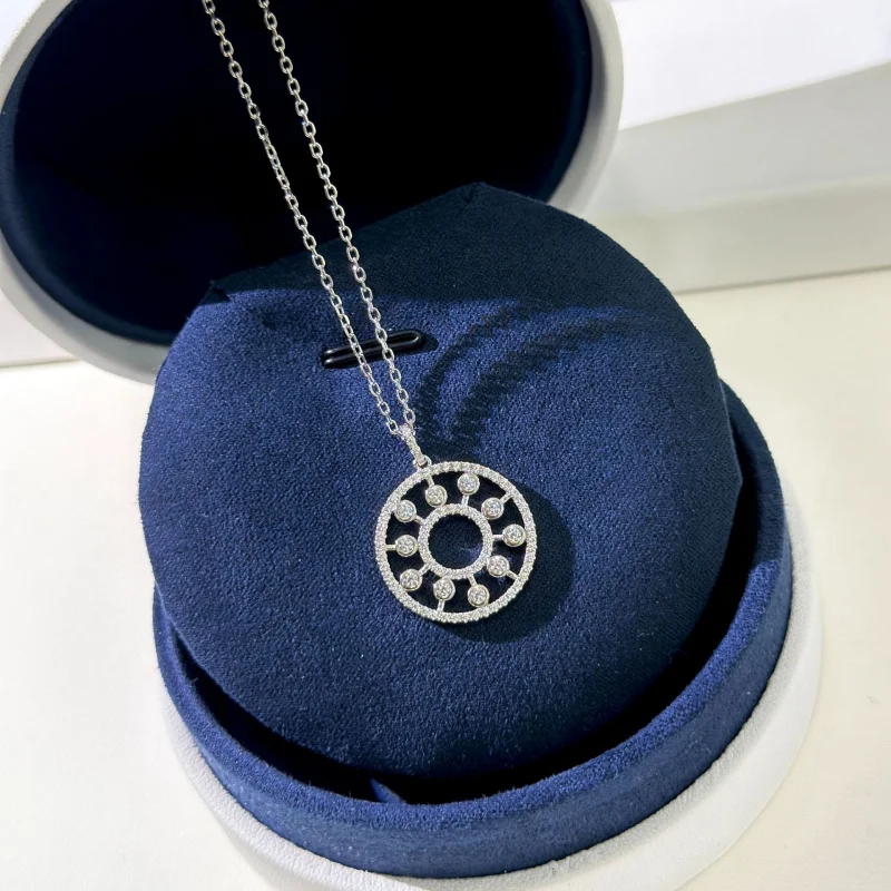 Классическое ожерелье из стерлингового серебра 925 пробы с глубоким диском Dewdrop