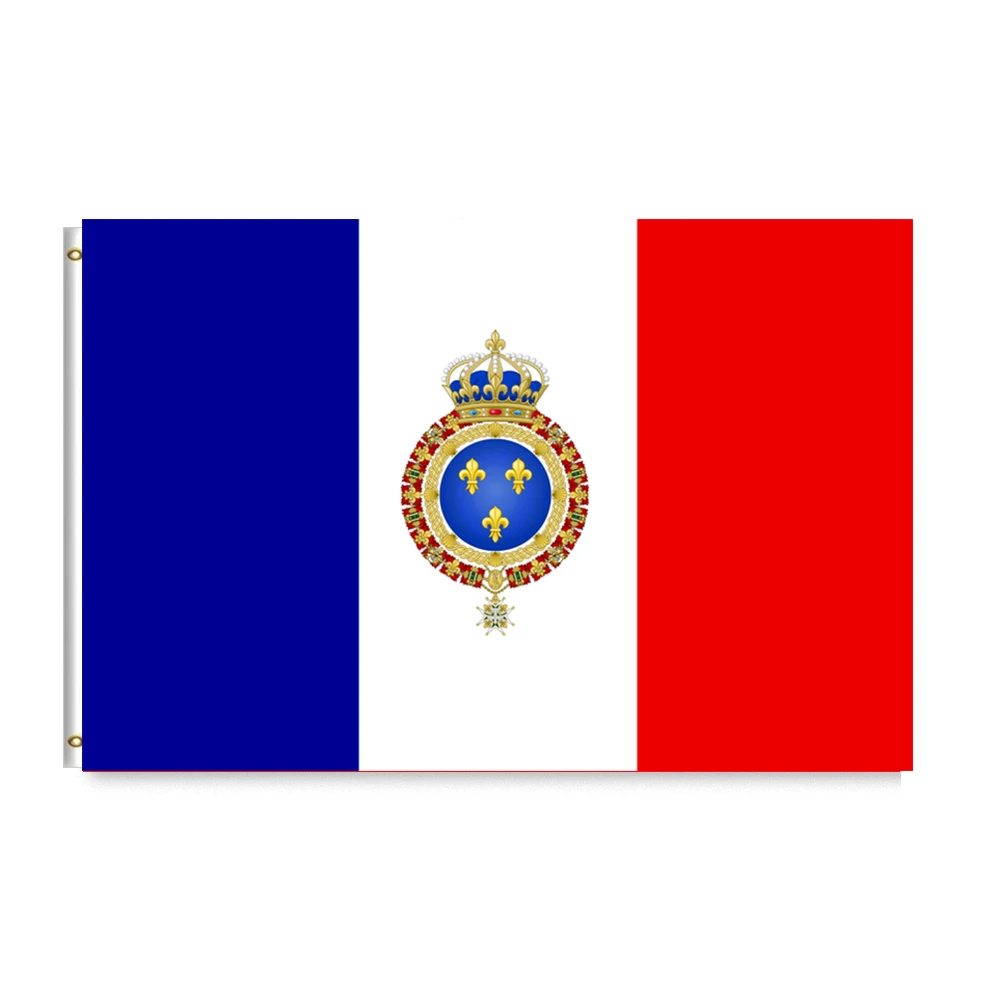 

Royal Flag of France with Golden Crown Badge 3x5FT 90x150cm Banner Brass Grommets Polyester