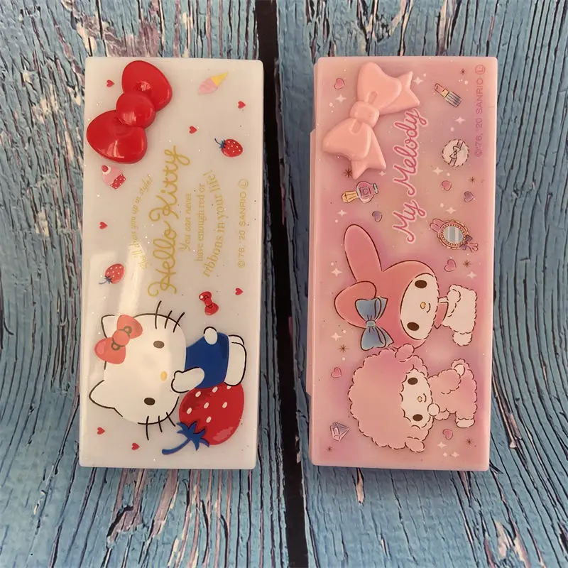 

Милый Контейнер для хранения Hello Kitty, милая мультяшная переноска Mymelody, ватный тампон, маленькая коробка для предметов, милый подарок на день ...