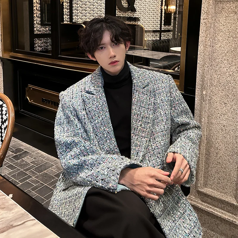 Осенне-зимний новый изящный мужской твидовый тканый пиджак с темпераментом Chaebol