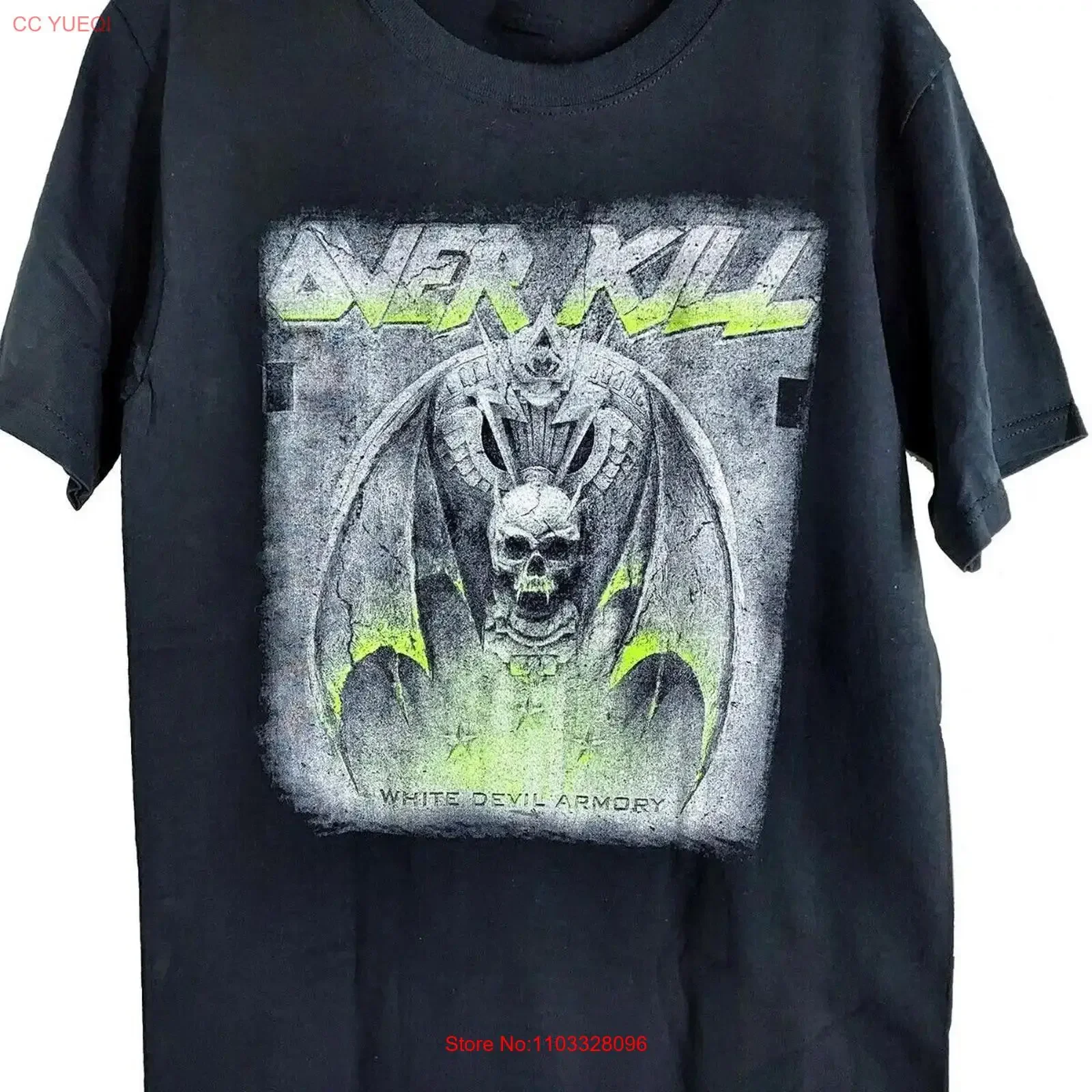 Фото Футболка Overkill White Devil Armory, классическая черная, S 5XL, винтажная, модная, с растянутым рисунком, повседневная, универсальная, удобная №1