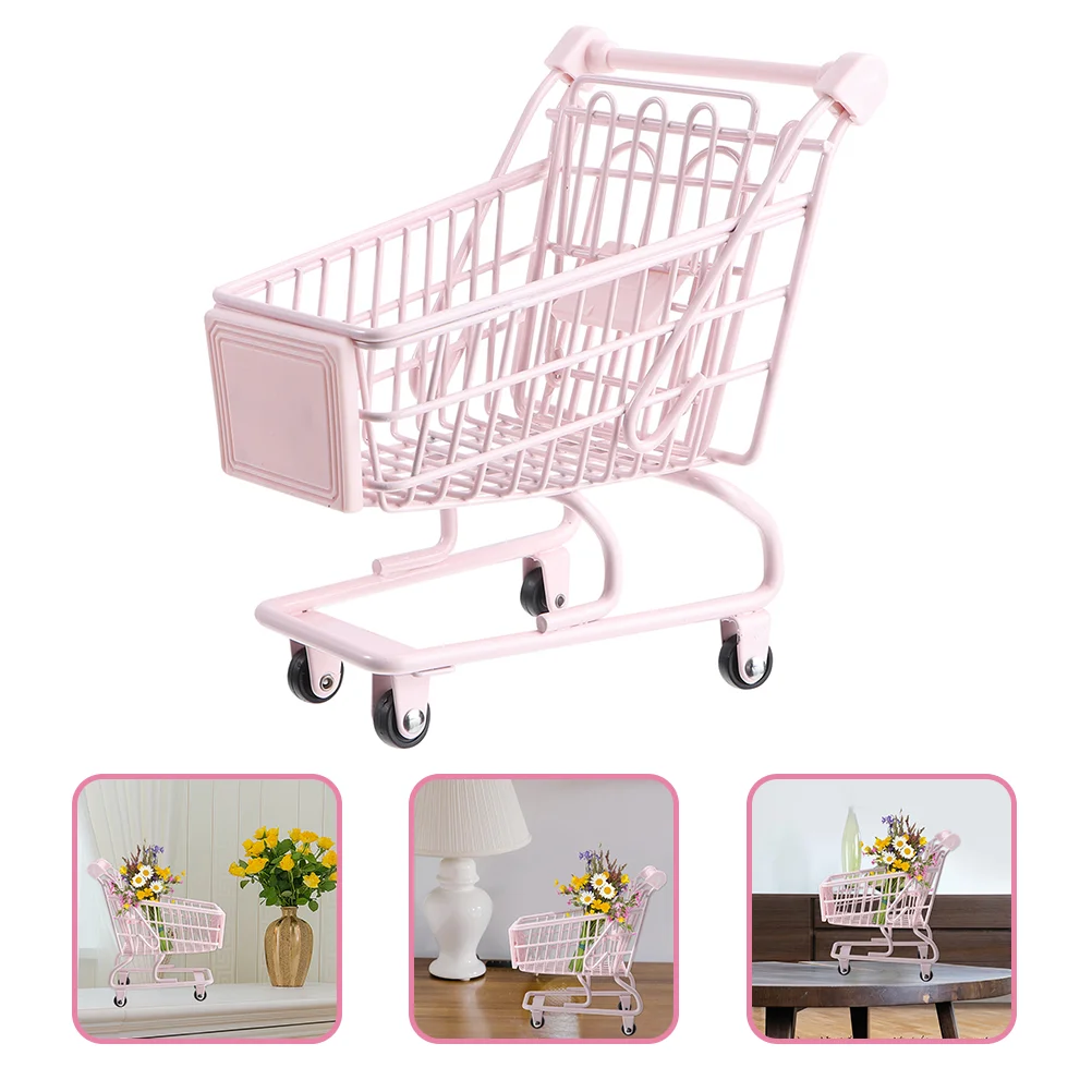 

Shopping Cart Toys Miniature Trolley Desk Iron Storage Supermarket Child Small