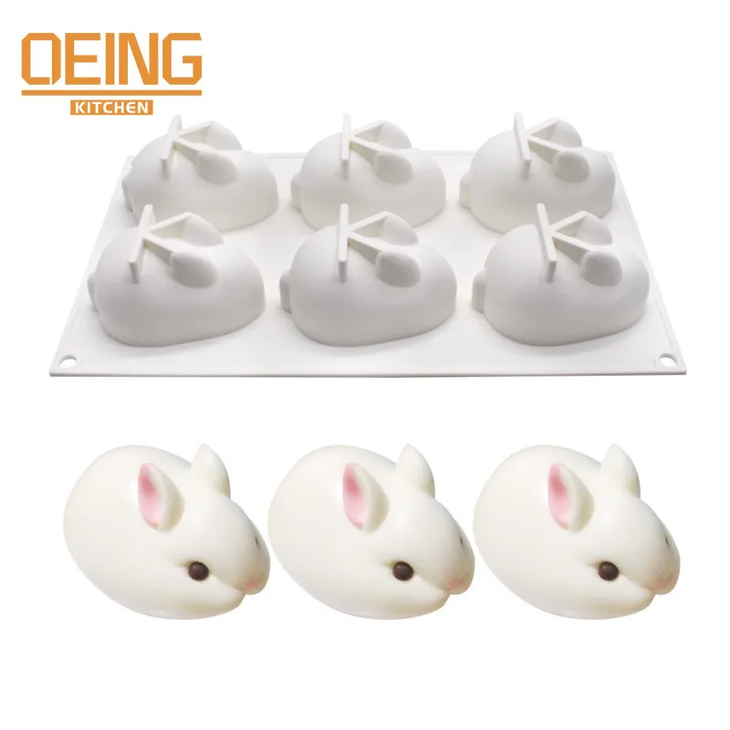 

6 Even Rabbit Silicone Mold DIY Mousse Cake Baking Decoration Fudge Chocolate Mold Big and Small Rabbit Jewelry Silicone Mold