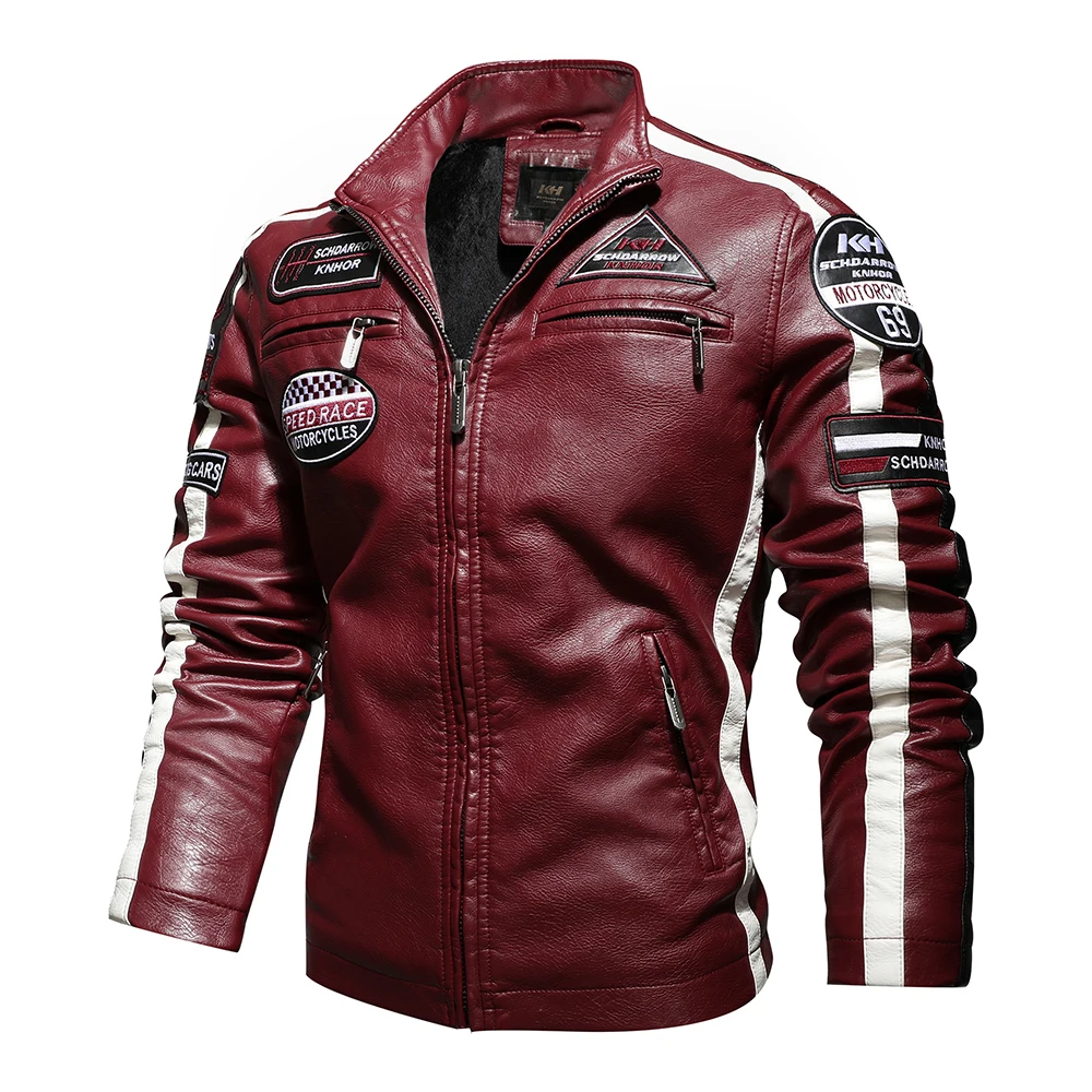 

2023 Men's Classical Motocycle Jacket Winter Fleece Thick Men Leather Jacket Motor Autumn Zipper Jacket Male Biker Coat Size 4XL