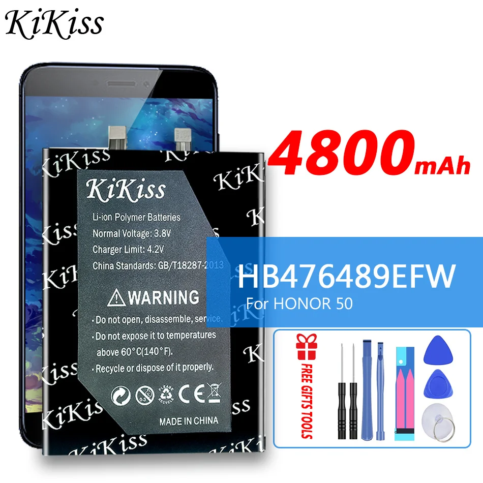 Оригинальный аккумулятор KiKiss HB476489EFW, 4800 мАч, для huawei HONOR 50, для HONOR50, мобильный телефон