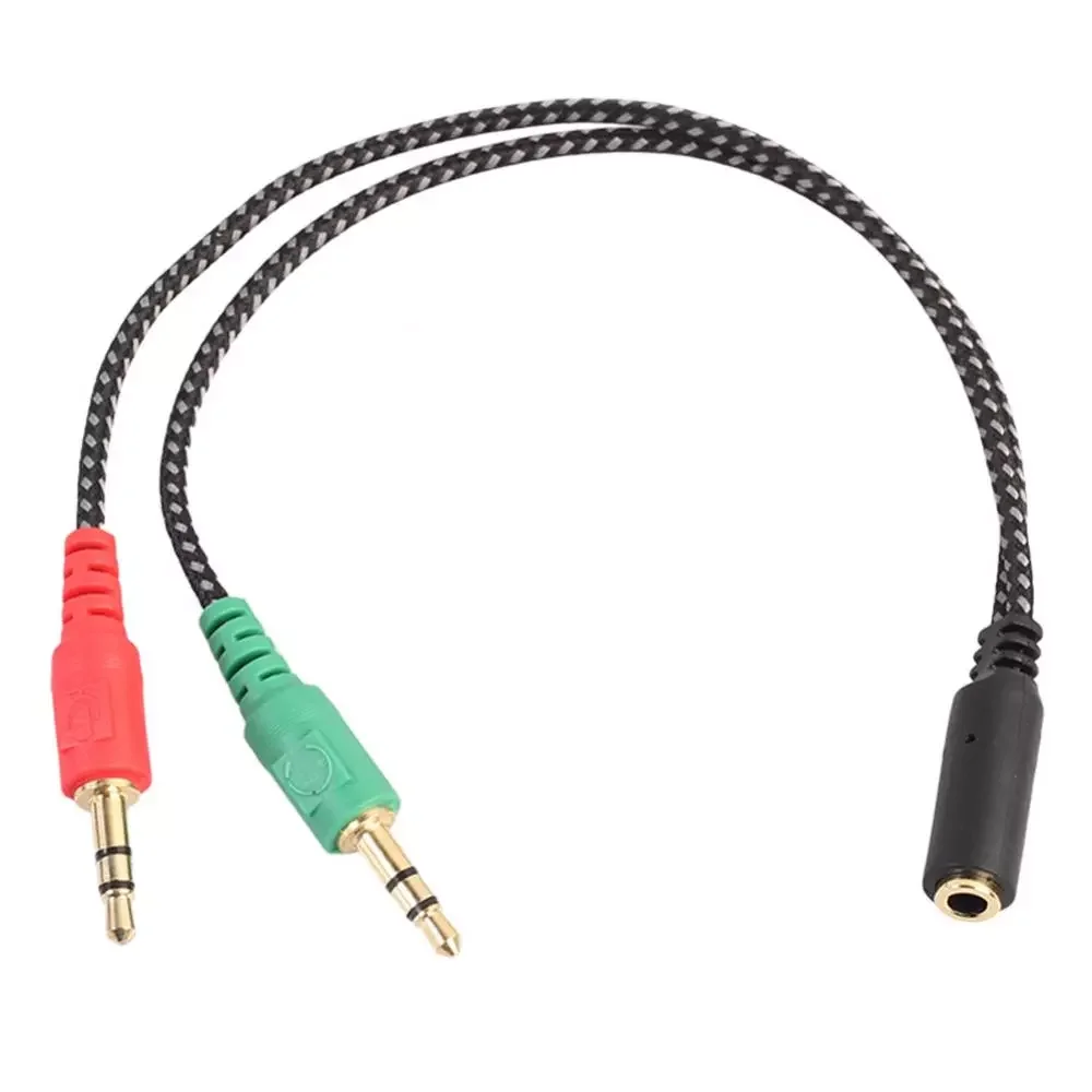 

Headphones jack 3.5 mm Stereo Audio Y-Splitter 1 Male 2 Female Cable Adapter with separate headphone / microphone plug