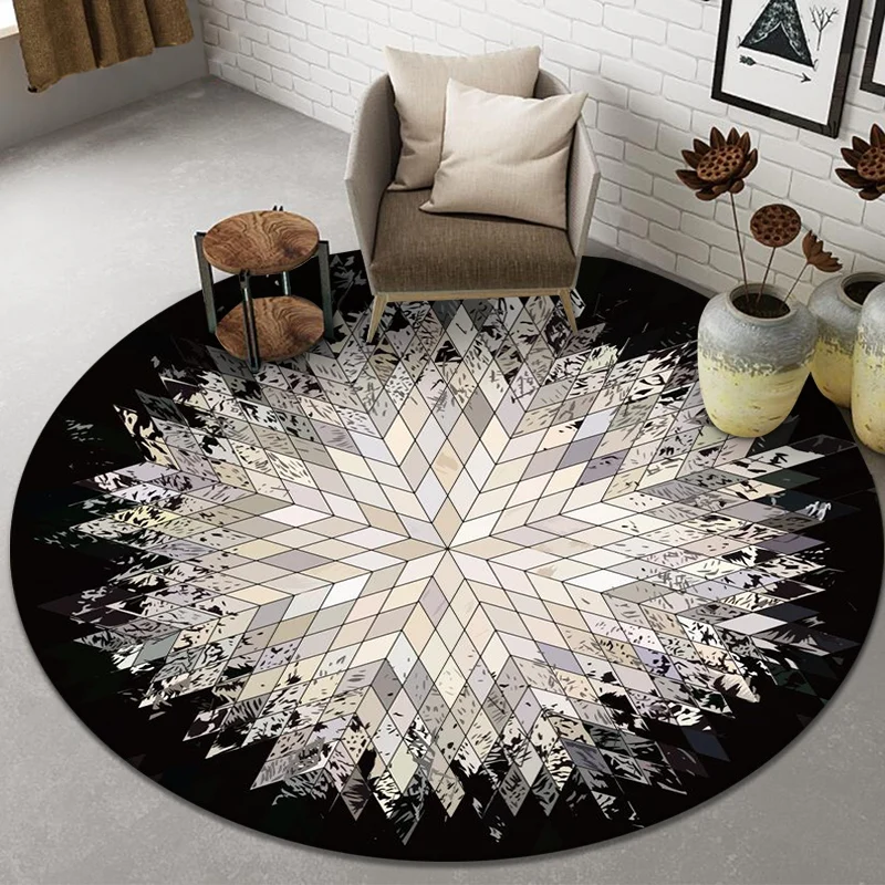 

Children's Bedroom Rug Mat Door Mat Living Room Round Rug Simple Geometric Boho Non-slip Chair Mat Area Rug