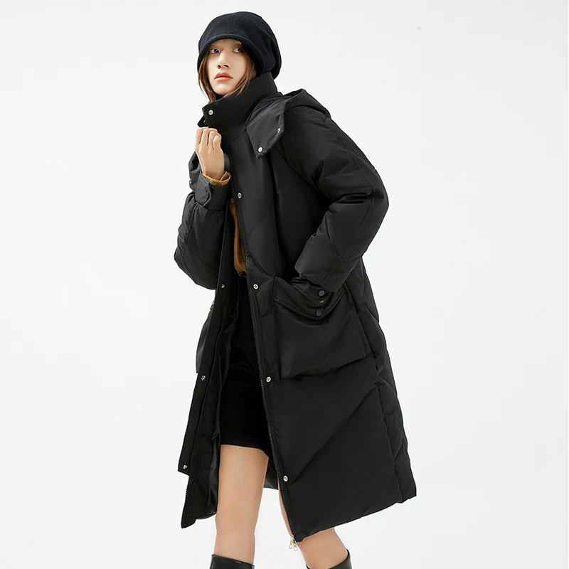 

American Streetwear Long Winter Jackets Women 2022 New Loose Hooded Oversized Thick Warm Parkas Female Vintage Down Cotton Coats