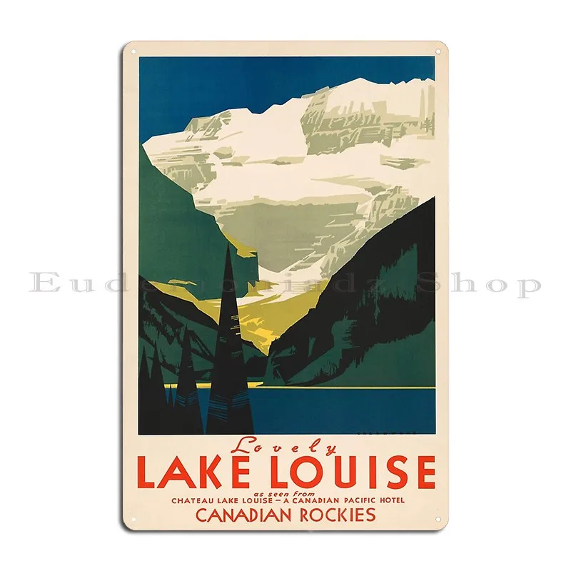Фото Винтажный дорожный металлический знак Lovely Lake Louise, Настенный декор ржавой клубной пещеры, печатный жестяной плакат №2