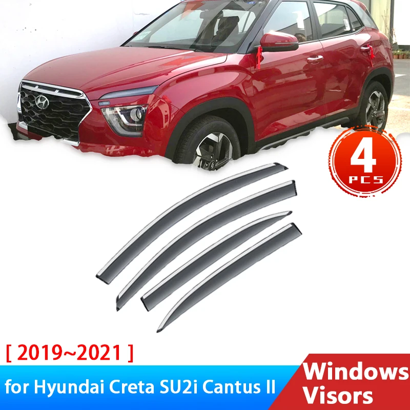 Дефлекторы для Hyundai Creta SU2i Cantus II 2019 ~ 2021 аксессуары Автомобильные Боковые оконные козырьки защита от дождя и солнца козырек лобовое стекло