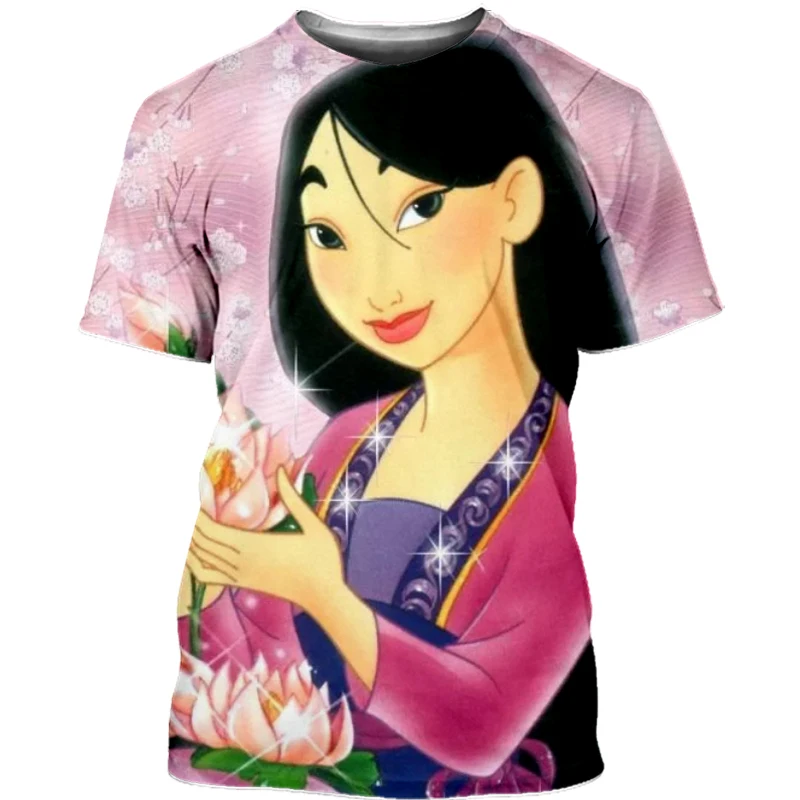 Футболка imprimé en 3D de dessin animé Disney pour hommes et femmes Mulan Anime Streetwear décontracté Économie enfants