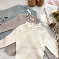 autumn baby girls knitted sweaters toddlers solid color ruffles hollow out korean style toddlers kids sweater