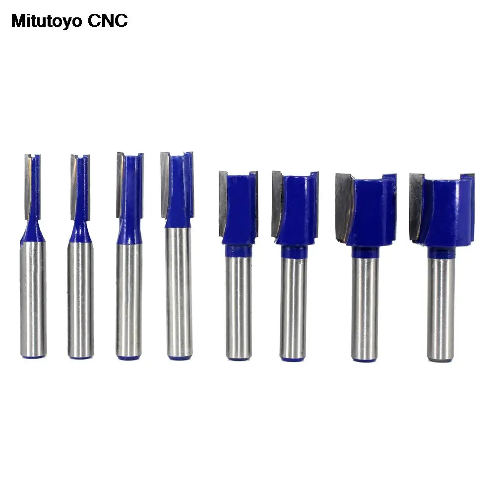 

1pcs 8mm Shank Milling Cutter For Wood Straight Bit Woodwork Driller Tungsten Carbide Double Flute Router Bits Woodworking Tools