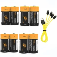 8PCS 100% ZNTER 1.5V 7500mWh Rechargeable Battery C Lipo LR14 Battery For RC Camera Drone With Type C Cable Fast Charge