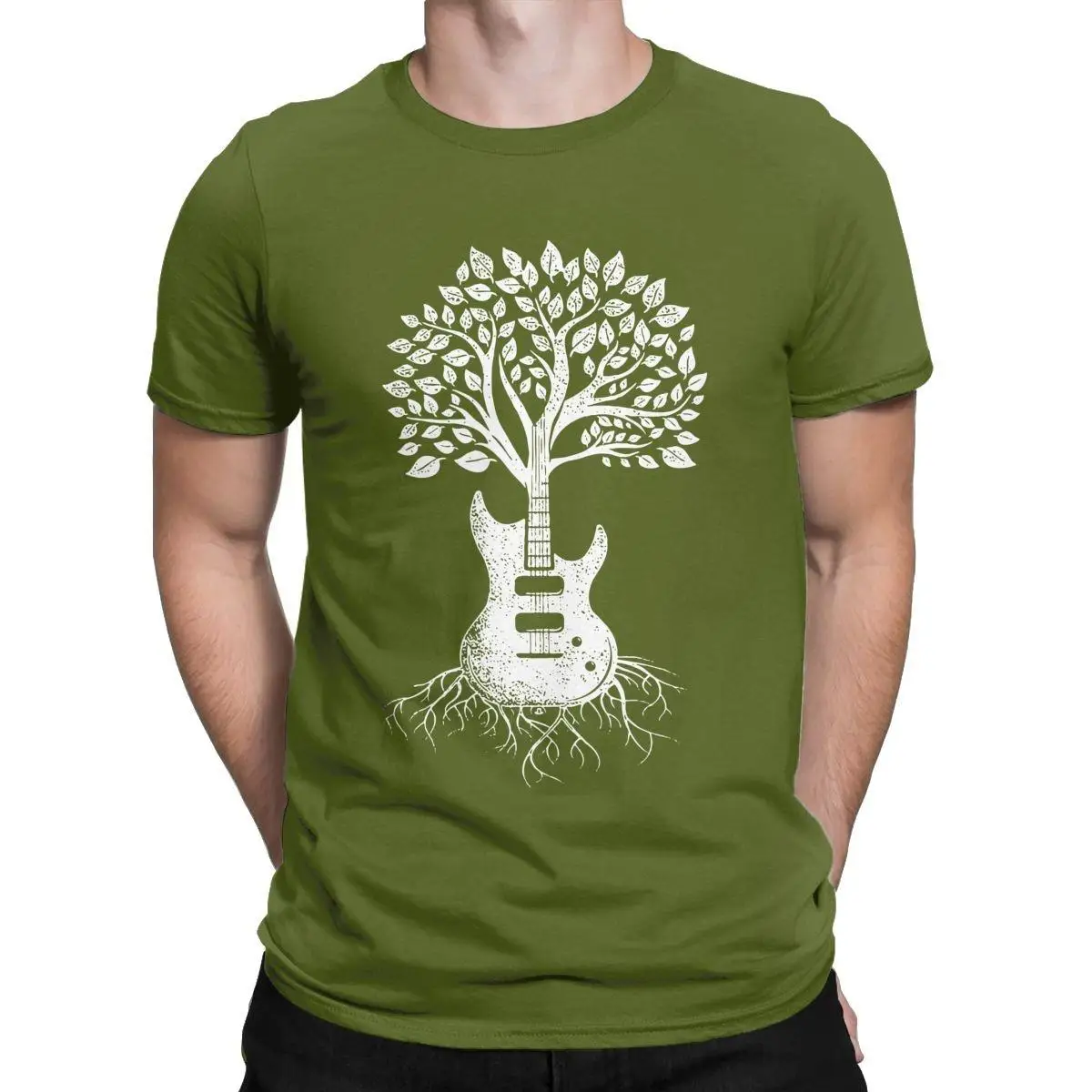 

Men Tree Of Life Guitar T Shirts Music Pure Cotton Clothes Novelty Short Sleeve O Neck Tee Shirt Plus Size T-Shirts