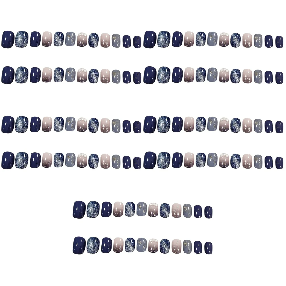 

5 Sets of Fake Nails Diy Nail Decorations Full Cover False Nail Short Fake Nail Tips Striping Tape Nail Art False Nail Pieces