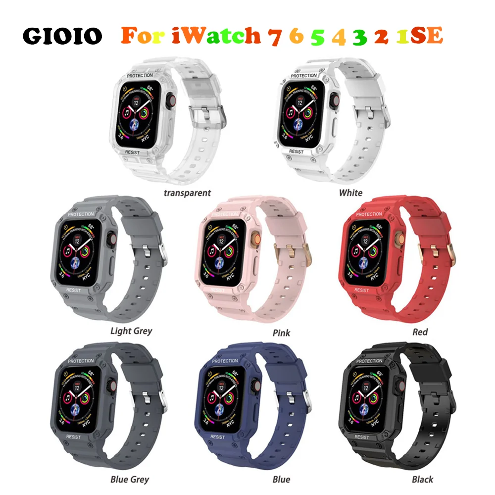 Модный чехол для Apple Watch Series 7 6 5 4 3 2 1 SE защитный из ТПУ iWatch ремешок 45 мм 44 42 41 40 38 -
