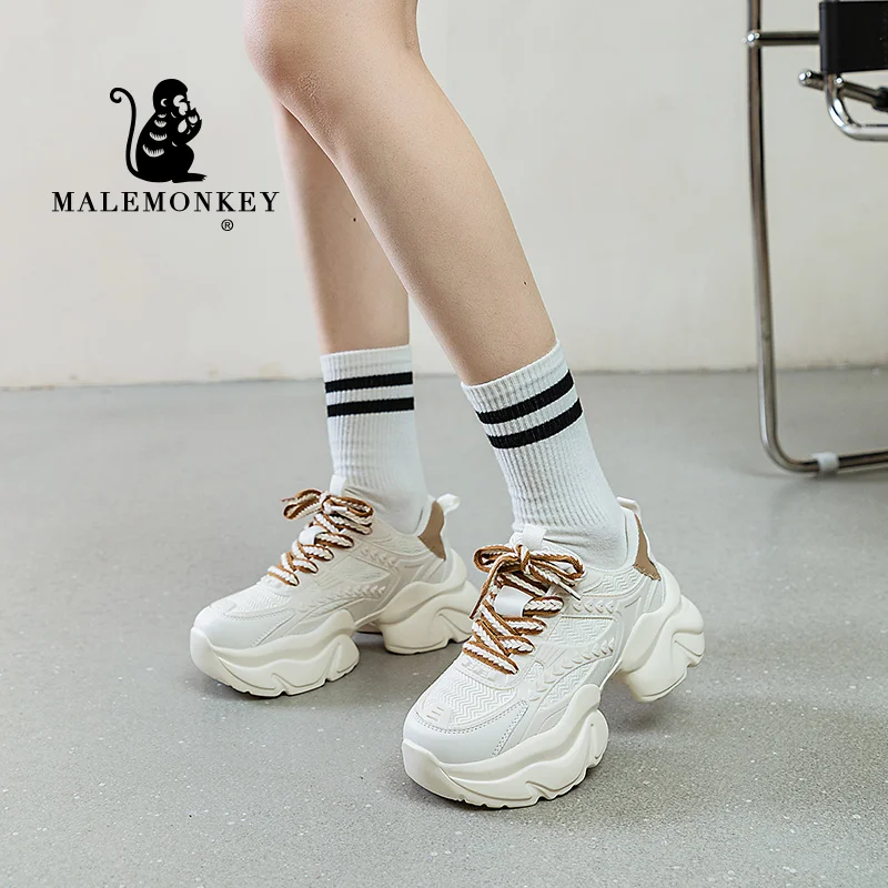 Platform Sneakers Women 2023 New Trendy Patchwork Comfortable Chunky Shoes Lace-up Ladies Trainers Spring Autumn Female Shoes