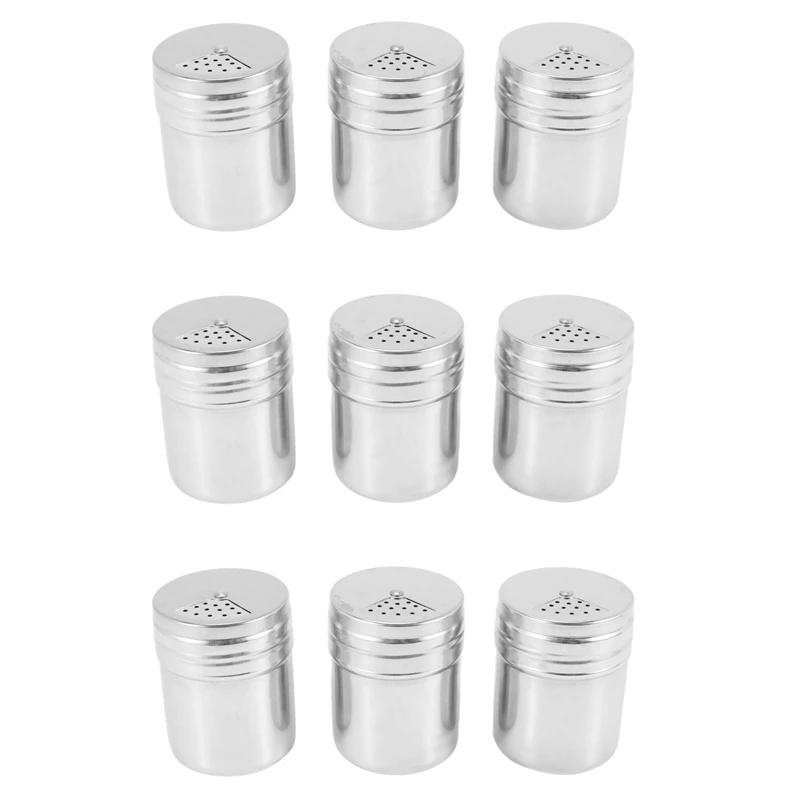 

Seasoning Bottle,9Pcs Spice Bottle Airtight Seasoning Bottle With Top Rotatable Shaker Kitchen Gadget (Silver)