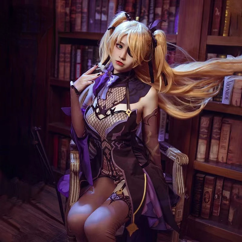 

Genshin Impact Fischl Cosplay Costumes Anime Figure Halloween Costumes for Women Uniform Vestido Dress Suit Wig Cosplay Sexy