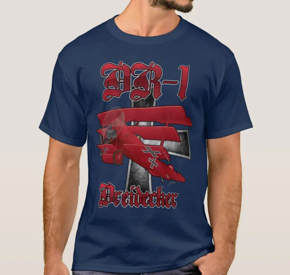 DR1 Fokker Red Baron Triplane WWI Warbird футболка из 100% хлопка с круглым вырезом и коротким рукавом
