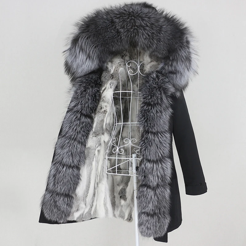 

Aoottii 2022 Waterproof Winter Jacket Women Long Parka Real Rabbit Fur Liner Coat Natural Raccoon Fox Fur Collar Hood Streetwear