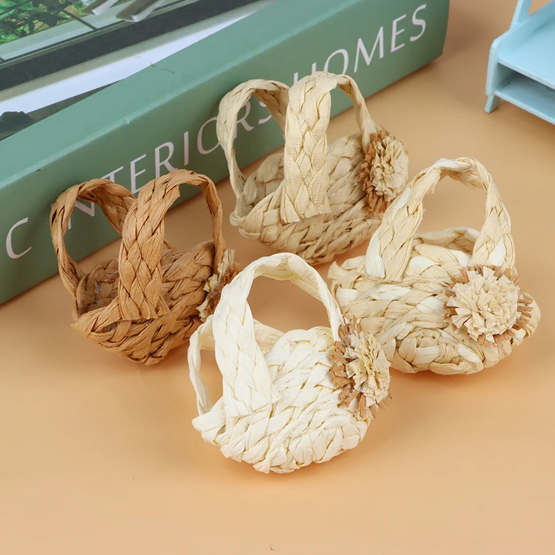 

1/6 миниатюрная плетеная Сумка для кукольного домика, плетеная корзина ручной работы, модель корзины для хранения кукольного домика, аксессуары для кукольного домика