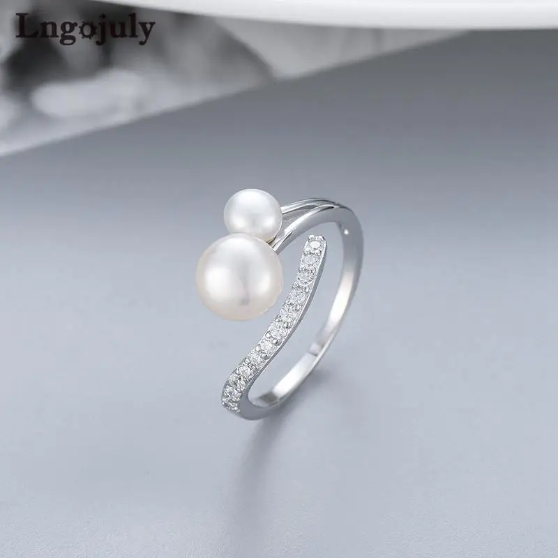 

Fine Jewelry 925 Sterling Silver Adjustable Pearl Ring For Women Girl Anniversary Wedding Party Silver 925 Jewelry Gifts