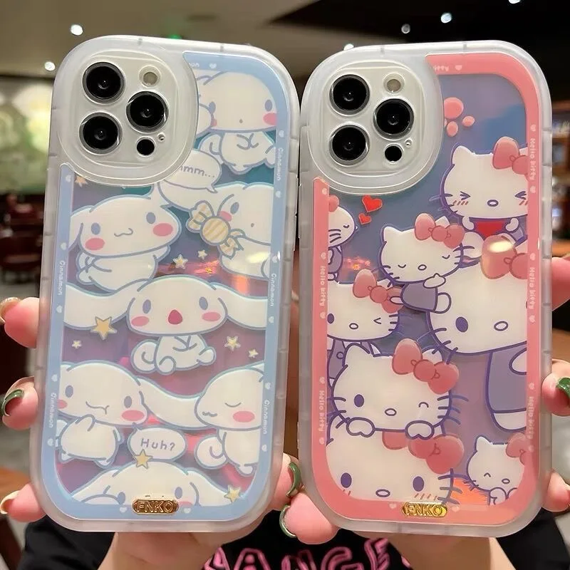 

Hello Kitty Cinnamoroll Laser Design Phone Cases For iPhone 13 12 11 Pro Max XR XS MAX X Back Cover