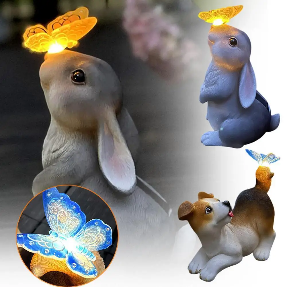 

Solar Powered Led Cute Rabbit Figurines Miniature Tabletop Dec Decoration Solar Friends Gift Light Bonsai Outdoor Ornaments V2o1
