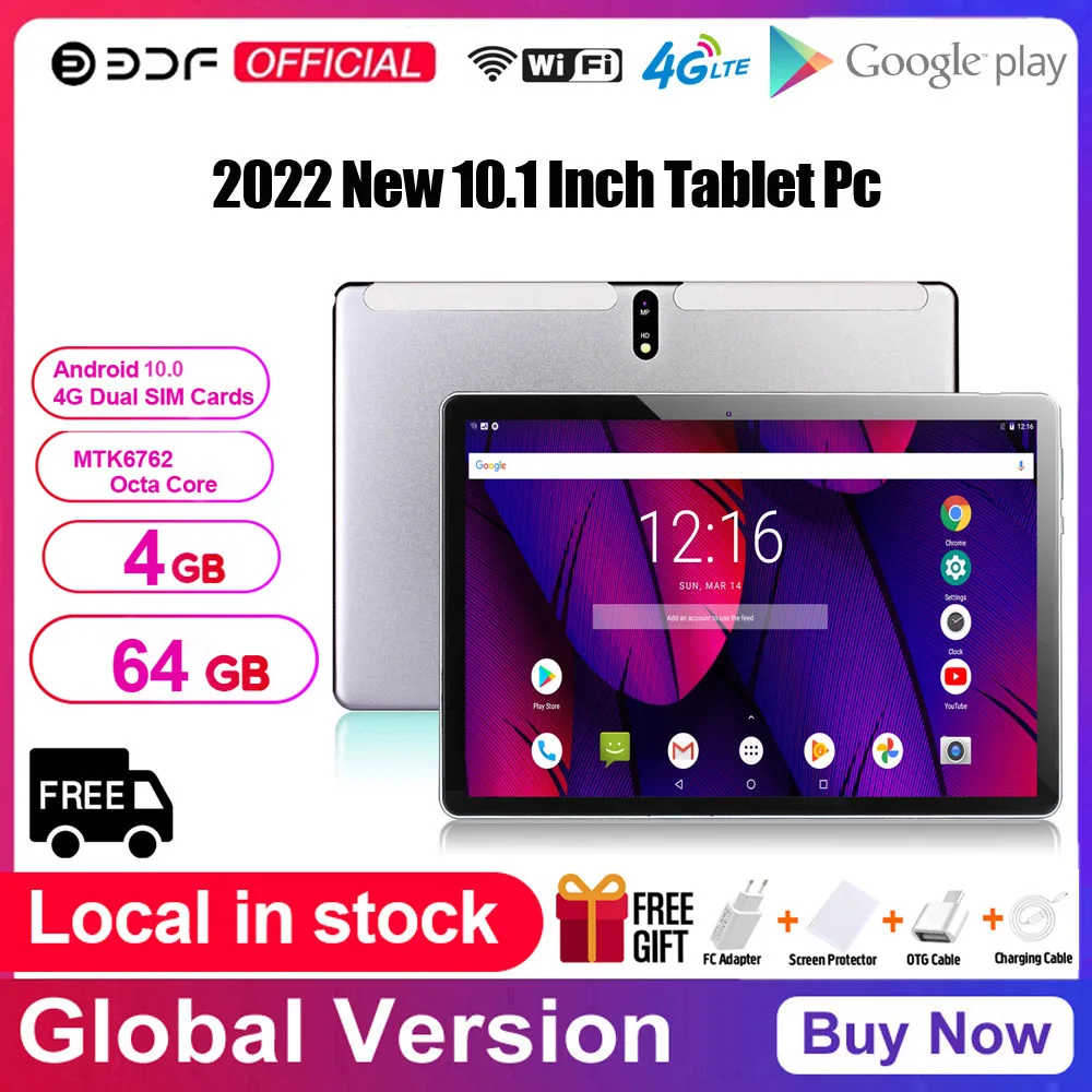 Pro 10.1 Inch Tablet Android 10.0 Octa Core Dual SIM Card LTE Phone Call 4GB/64GB Phablet WiFi Bluetooth GPS mi pad Tablet Pc