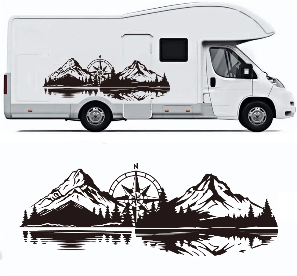 

Большой горный датчик, озеро, компас, кемпер, автодома, наклейка на автомобиль, наклейка для путешествий, приключений, дома на колесах, каравана, фургон, кемпинга, пешего туризма, декор