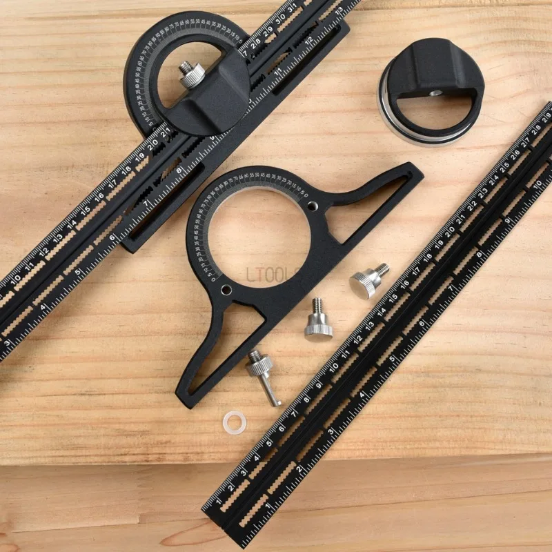 Угловая линейка с нониусом высокоточная регулируемая на 360 градусов измерения