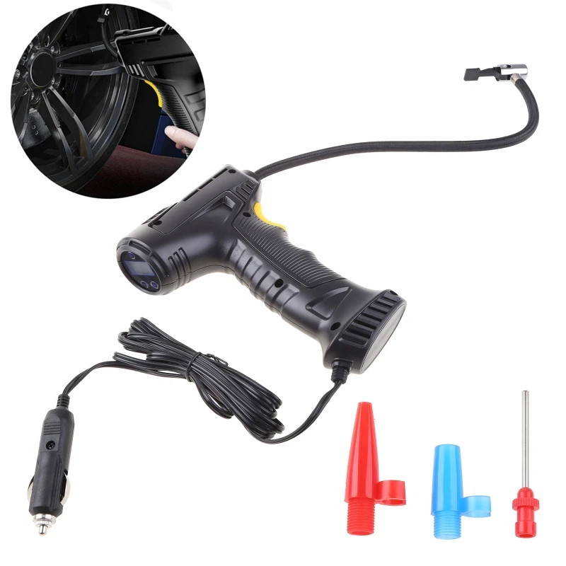 

Cordless Tire Inflator Car Motorcycle Rechargeable Air Compressor with Non-skid Handle LED Light for Inflate at night