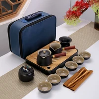 portable travel tea set set home office business one pot six cups kung fu tea cup ceramic travel bag gift