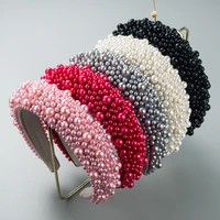 5 colors imitation pearl headband baroque hairbands for women princess crystal hair band girl hair accessori headwear