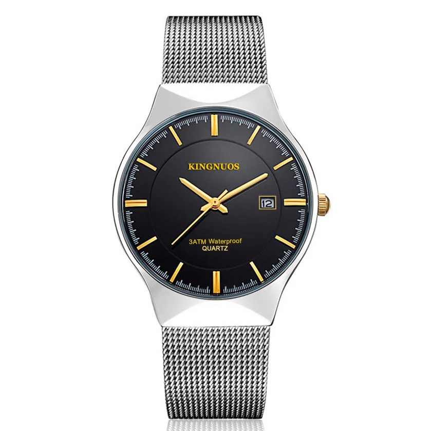 

Fashion Ultra Thin Watch Men's Watches Mesh Strap Quartz Business Watch Calendar Waterproof Simple Male Watch Luxury Wristwatch