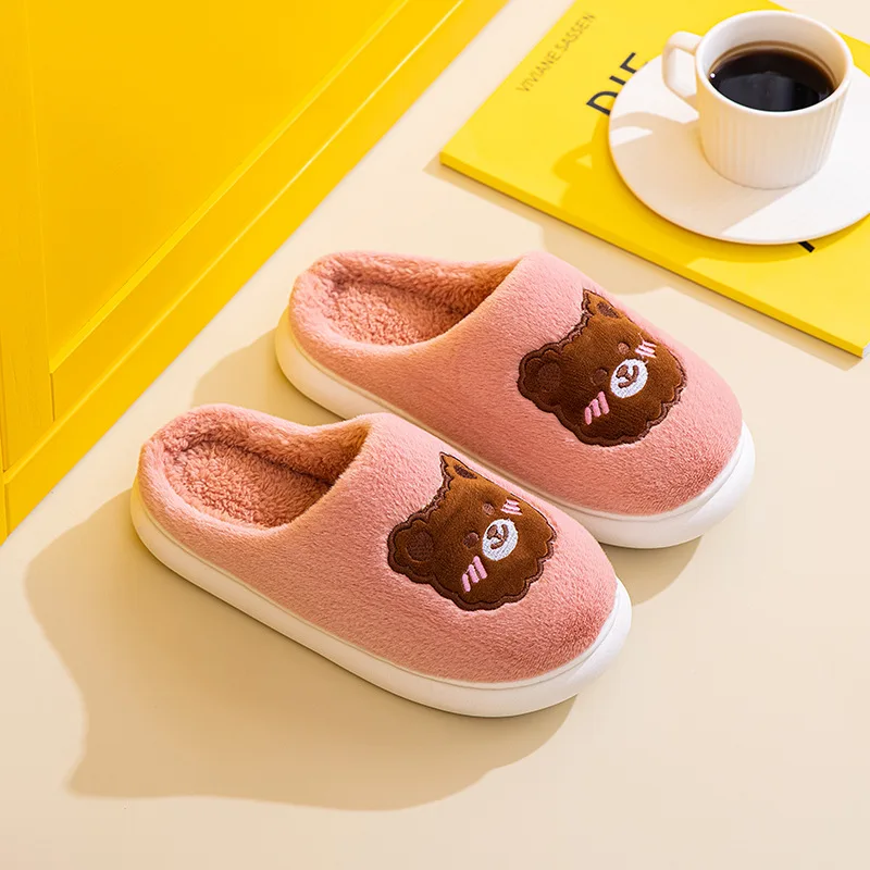 Women Winter Home Slippers Unisex Cartoon Pattern Non-slip Soft Winter Warm House Slippers Indoor Bedroom Couples Floor Shoes