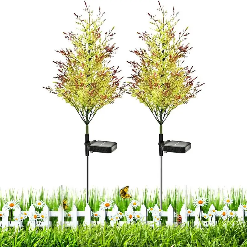 

Solar Tree Light Decorations 2pcs Colorful Artificial Pine Cypress Garden Lights With Stakes IP65 Waterproof LED Christmas